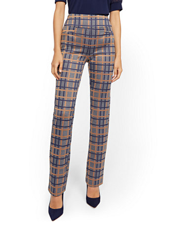orange and blue plaid pants