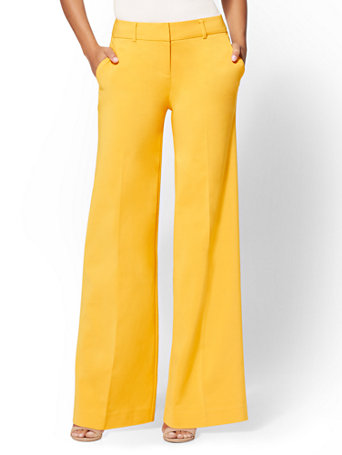 Petite Yellow Wide-Leg Pant - All-Season Stretch - 7th Avenue | New ...