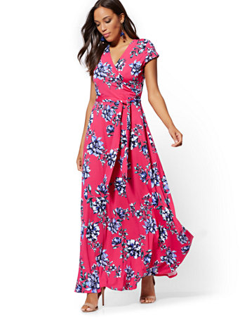 floral wrap dress pink