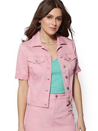 short pink denim jacket