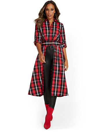 hi low plaid shirt dress