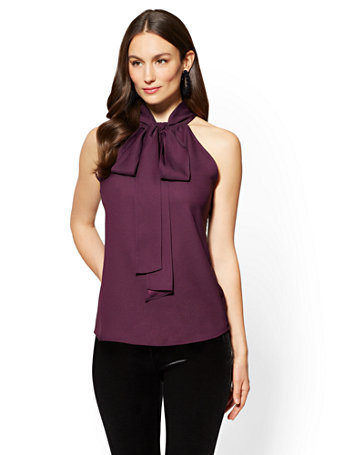 Pleated Halter Blouse - 7th Avenue | New York & Company