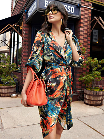 wrap pleated dress