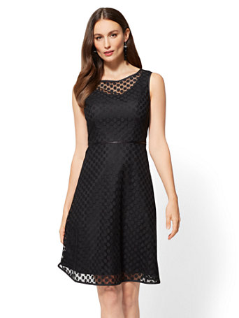 black lace polka dot dress