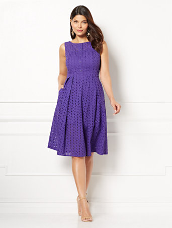 purple fit and flare dress