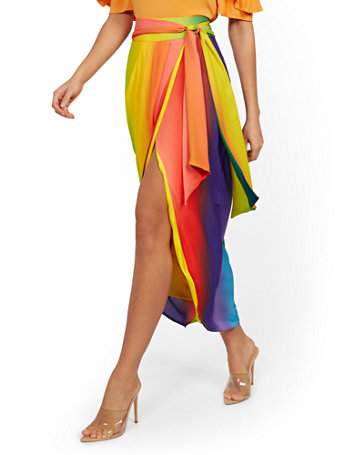 rainbow wrap skirt