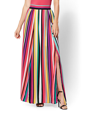 rainbow pleated maxi skirt