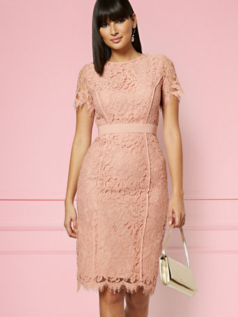 eva mendes romina lace sheath dress