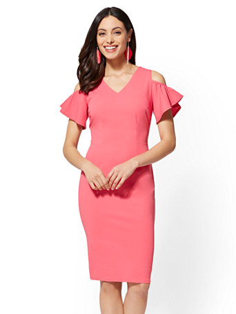 cold shoulder sheath dress