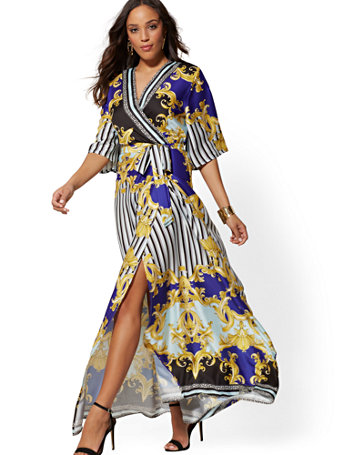 scarf print wrap dress