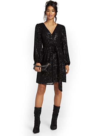 wrap over sequin dress