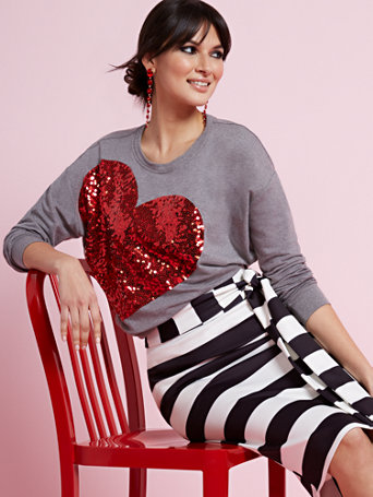 sequin heart sweatshirt