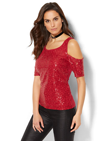 cold shoulder sparkly tops