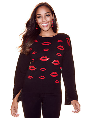 sequin lips sweater