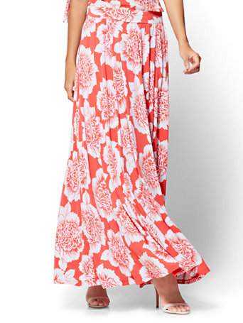 floral maxi skirt with slit