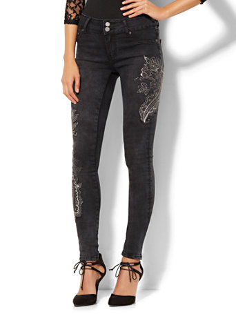 NY&C: Soho Jeans - Embellished High-Waist Legging - Black