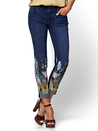 Ny C Soho Jeans Painted Boyfriend Blue Love Wash 836