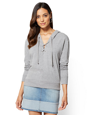 Soho Street Lace-Up Sweatshirt | New York & Company