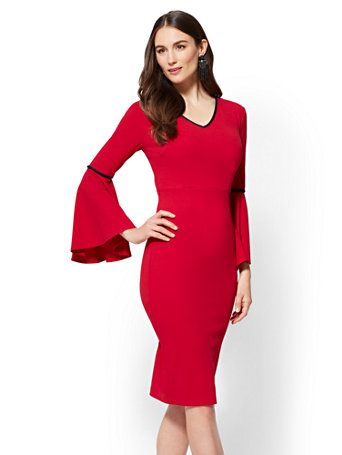 Statement-Sleeve Sheath Dress | New York & Company