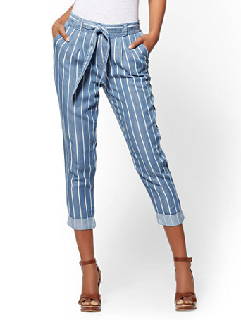 Striped Ultra-Soft Crop Jeans | New York & Company