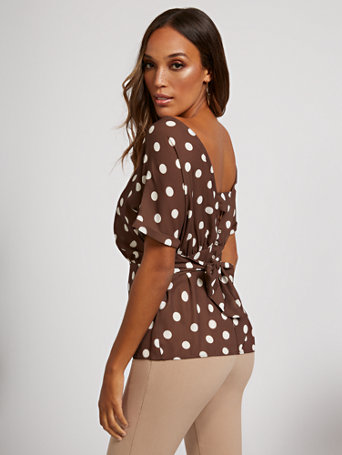 polka dot short sleeve blouse