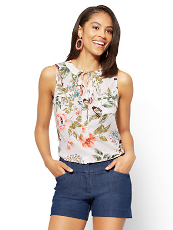 tie front sleeveless blouse