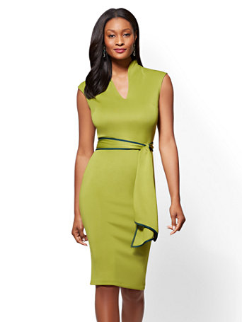 V-Neck Sheath Dress - 7th Avenue | New York & Company