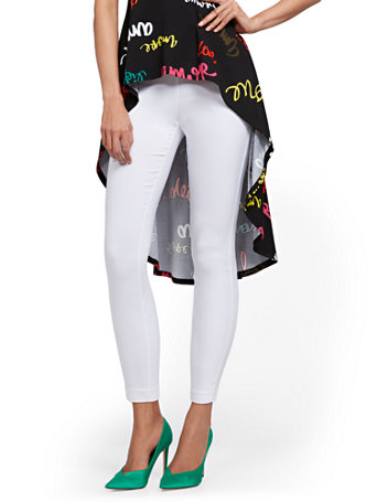 NY&Co Women's Whitney High-Waisted Pull-On Ankle Pants - White NY&Co Women's Whitney High-Waisted Pull-On Ankle Pants - White