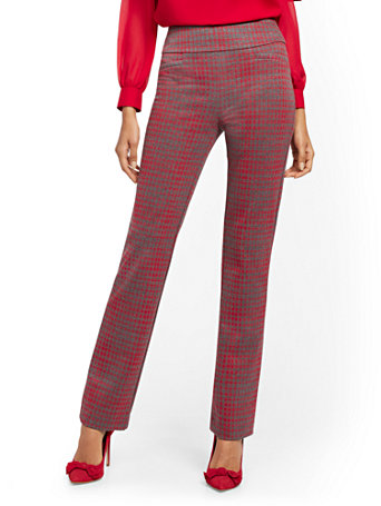 red plaid high waisted pants