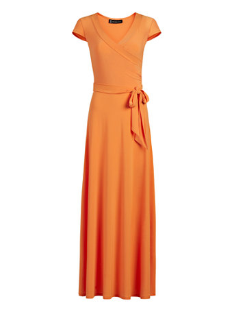 orange wrap maxi dress