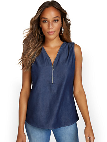 blouse with zip front