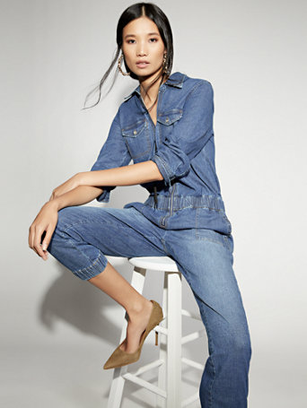 Zip-Front Denim Jumpsuit - Gabrielle Union Collection | New York & Company