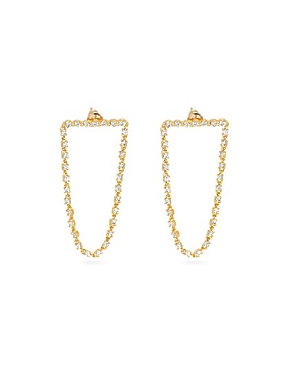 14-Karat Gold-Plated CZ Chain Earrings - Simone The Label - New York & Company