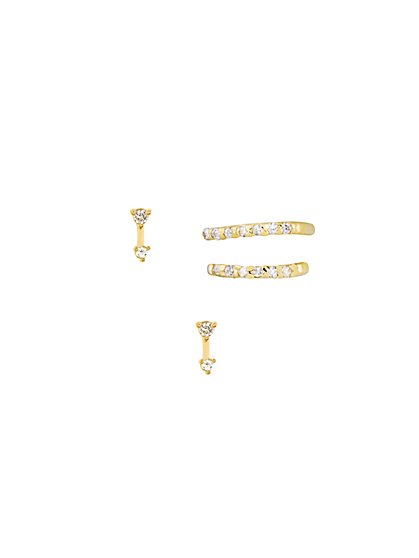 14-Karat Gold-Plated Stud Earrings Set - Secret Box - New York & Company