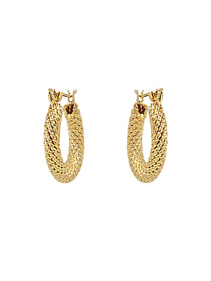 14-Karat Gold-Plated Thick Twisted Hoop Earrings - Secret Box - New York & Company