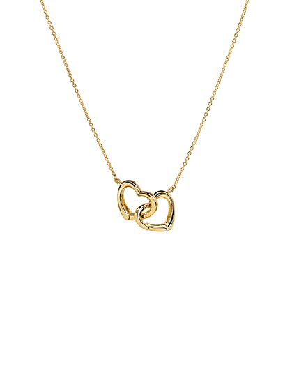 14-Karat Gold-Pleated Heart Link Necklace - Secret Box - New York & Company