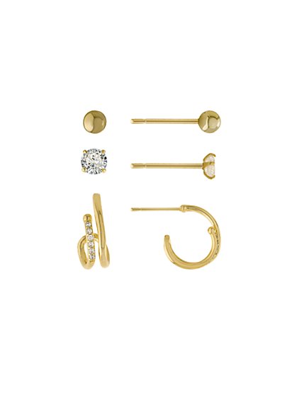 14K Gold 15MM Hoop & Stud Earring Set - Athra - New York & Company