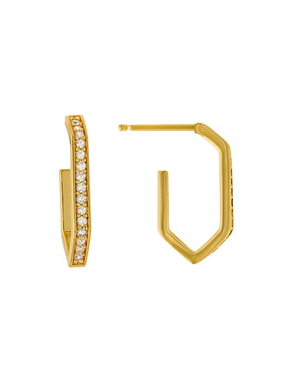 14K Gold 20MM Rectangle CZ Earrings - Athra - New York & Company