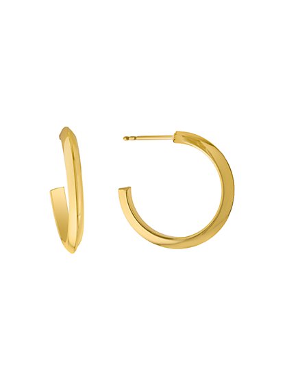 14K Gold 25MM Open Beveled Hoop Earrings - Athra - New York & Company