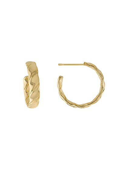 14K Gold Textured Hoop Earrings - Athra - New York & Company