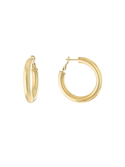 14K Gold Thick Oval Hoop Earrings - Athra - New York & Company