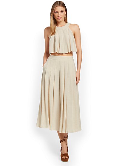 2-Piece Pleated Top & Skirt Set - In The Beginning - New York & Company