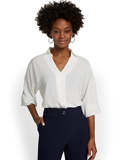 3/4-Sleeve Collar Blouse - New York & Company