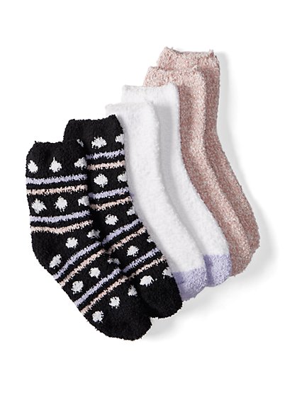 3-Pack Dot-Print Cozy Socks - New York & Company