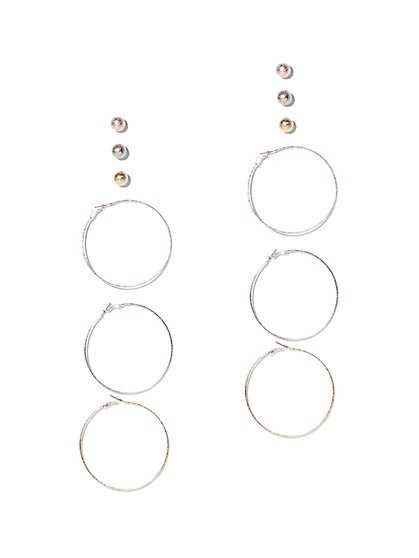 Women S Earrings New York Company 6 Piece Hoop Post Earring Set New York Company