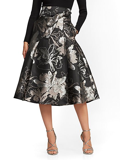 Black Skirts For Women New York Company 7th Avenue Metallic Jacquard Skirt New York Company
