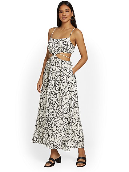 Abstract-Print Cut-Out Maxi Dress - ASTR The Label - New York & Company