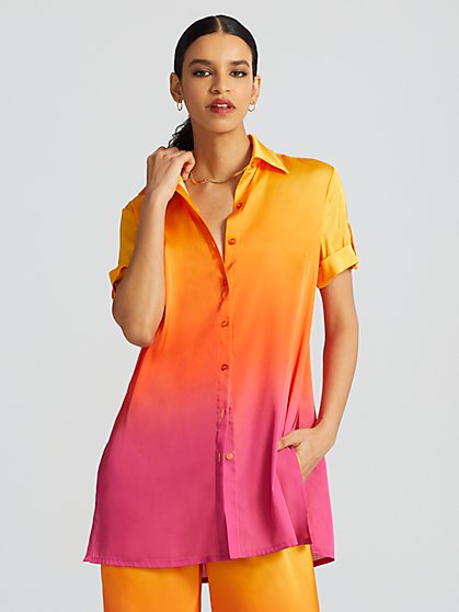 Addie Ombre Button-Front Shirt - Gabrielle Union Collection - New York & Company