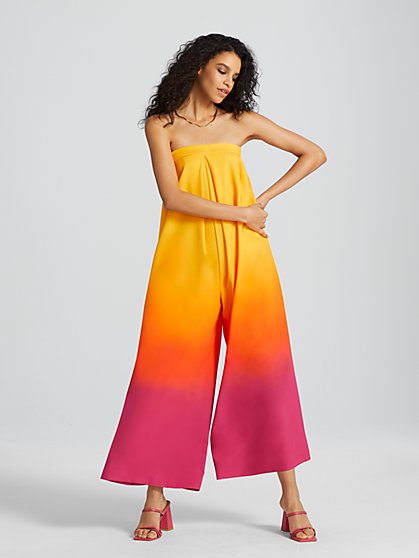 Aleka Ombre Strapless Wide-Leg Jumpsuit - Gabrielle Union Collection - New York & Company