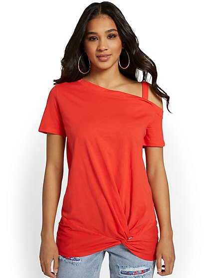 Asymmetric Knotted Perfect Tee Tunic - New York & Company